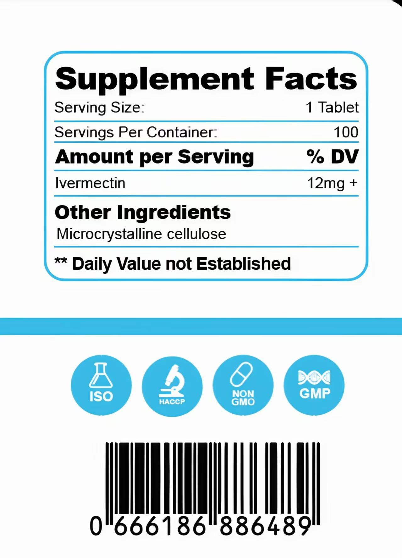 ivermk 12 mg - 100 tablets per bottle
